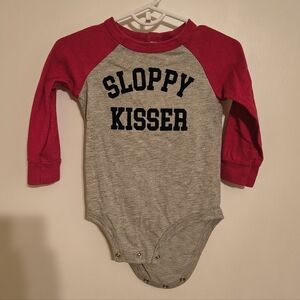 baby B'gosh Gray & Pink Raglan Bodysuit - 12M